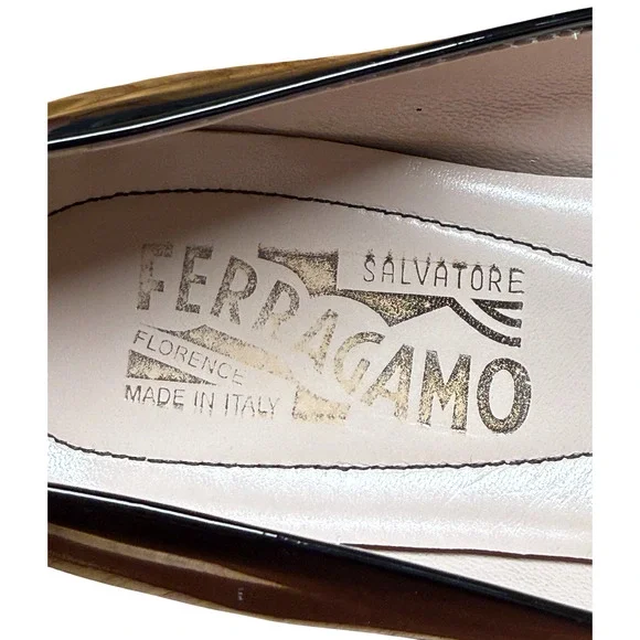 SALVATORE FERRAGAMO Varina Women Size 6B Black Leather Patent Ballet Flats Italy - Picture 12 of 15